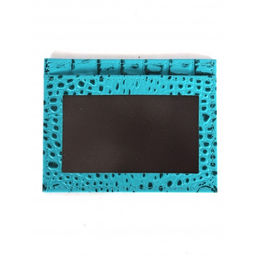 Обложка пропуск/карточка/проездной Croco-В-223 натуральная кожа бирюза кайман (72) 264598  фото 2