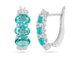Серьги из серебра параиба кварц, СПН4192