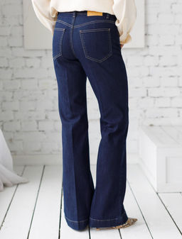 Джинсы Vilatte клеш из денима темно-синий  фото 3