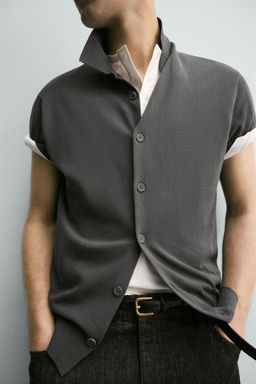 CAMISA PUNTO ALGOD?N / Gris oscuro - Zara фото 5