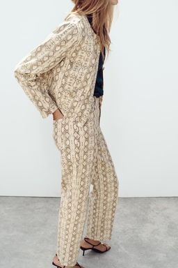 Z1975 HIGH-WAIST STRAIGHT ANIMAL PRINT JEANS - Zara фото 4