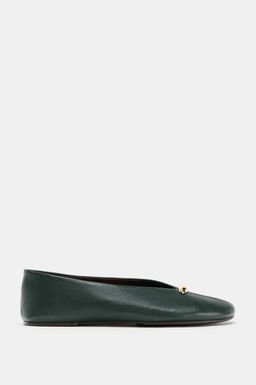 LEATHER BALLET FLATS WITH APPLIQU_ - Zara фото 2
