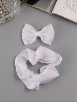 Цена за 6 шт. Набор для волос «Школьница», резинка 10 см, зажим 6.5 см, полоски, белый