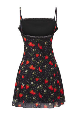 Trendyolmilla Cok Renkli Cilek Bask?l? Tul F?rf?rl? K?sa / Mini Esnek Orme Elbise TWOSS25EL00841  фото 7