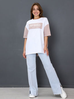 Футболка Женская Оверсайз No Brand цвет бежевый - Амавес-текстиль фото 3