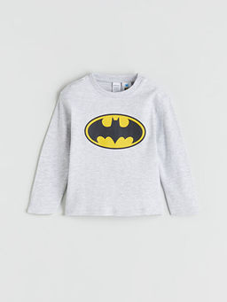 Bisiklet Yaka Batman Bask?l? Erkek Bebek Pijama Tak?m