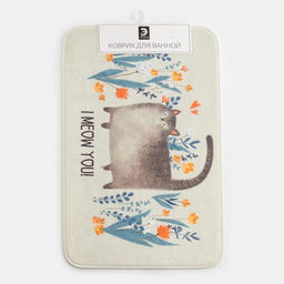 Коврик для ванной Этель I meow you, 80×50 см, велюр