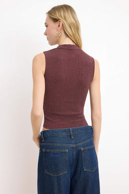 Tas Fitted/Vucuda Oturan V Yaka Kolsuz Crop Dokulu Orme Bluz TWOSS26BZ00249 - Trendyolmilla фото 8