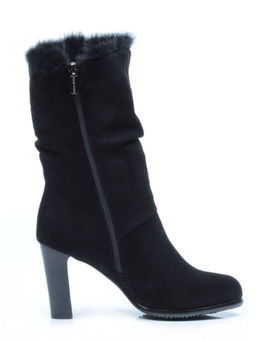 F16-181M BLACK Полусапоги зимние женские (натуральная замша, натуральный мех (полностью))