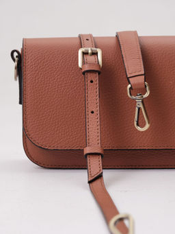 Сумка кожаная багет Deboro 30138 коричневый камень