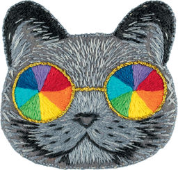 Набор для вышивания PANNA Живая картина JK-2218 Брошь. Кот в радужных очках 5.5 х 5.5 см