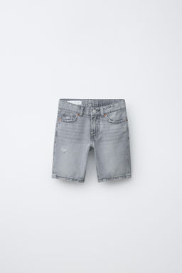 BERMUDA DENIM STRAIGHT / Gris medio