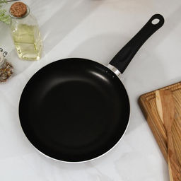 Сковорода Lite, d=24 см, стеклянная крышка, пластиковая ручка, антипригарное покрытие, цвет чёрный