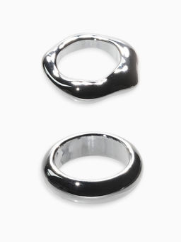 Цена за 2 шт. Кольцо пластик «Стиль», набор 2 шт. размер 17, цвет серебро