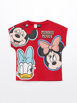 Bisiklet Yaka K?sa Kollu Minnie Mouse Bask?l? K?z Bebek Ti??rt