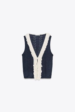 CONTRAST RUFFLE TOP - Zara фото 3
