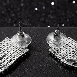 Серьги висячие со стразами Водопад мини треугольник, белые в серебре, 8 см - Qf фото 3