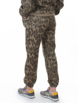 868-6 GREEN/LEOPARD Костюм спортивный зимний женский (95% хлопок, 5% полиэстер)