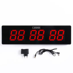 Часы электронные настенные «Соломон», 49×13×3 см, цифра 7.5×4.3 см, красная индикация