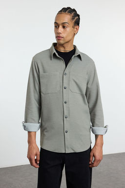 TRENDYOL MAN Bej Regular Fit Orme Rahat K?sl?k Dokulu. Ceket Gomlek TMNAW25GO00016 - Trendyolmilla фото 2