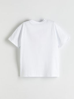 Bisiklet Yaka Fiyonk Bask?l? K?z ?ocuk Ti??rt