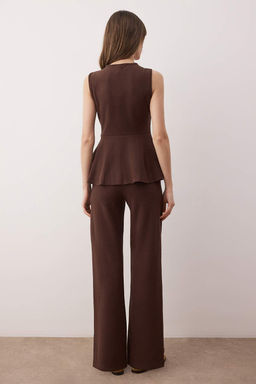 Kahverengi Selanik Dugmeli Belden Ac?lan Wide Leg/Palazzo Alt Orme Alt - Ust Tak?m TWOAW26AU00092 - Trendyolmilla фото 4