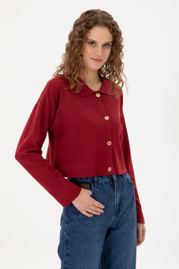 Женский трикотажный кардиган вишневого цвета Неожиданная скидка в корзине