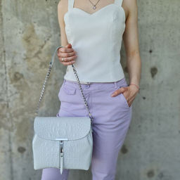 Женская кожаная сумка через плечо под крокодила 0112-3