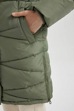 Водоотталкивающая парка DeFactoFit стандартного кроя из шелковой ткани с капюшоном  фото 6