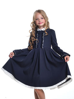 Платье для девочки в школу синее нарядное UD 7658 т.синий