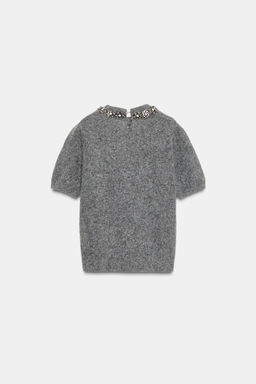 SHORT SLEEVE KNIT JUMPER WITH JEWEL BEADS - Zara фото 7