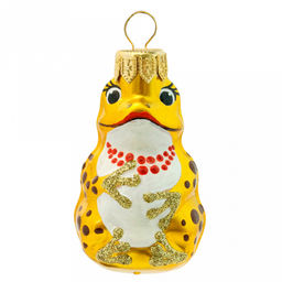 Елочная игрушка фигурка стеклянная Царевна лягушка-3 д3,8, h7см, ручная художественная роспись, подарочная упаковка (Россия)