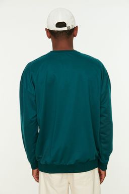 Zumrut Yesili Oversize/Genis Kesim Kolej Bask?l? Sweatshirt TMNAW22SW0812 - Trendyolmilla фото 5