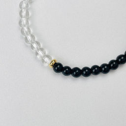 Браслет "Инь-Янь" из Горного Хрусталя и золотистого Обсидиана 17 см