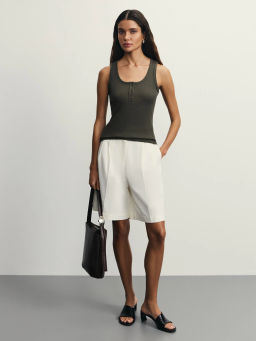 Топ в рубчик на пуговицах / Zarina фото 2