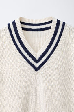 CONTRAST VARSITY KNIT VEST - Zara фото 3