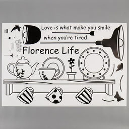 Наклейка пластик интерьерная чёрная "Посуда" 60х90 см