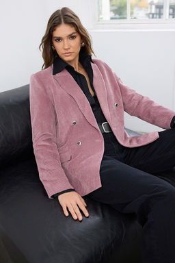 Gul Kurusu Kruvaze Kapama Regular/Normal Kal?p Fitilli Kadife Blazer Ceket TWOAW26BC00031