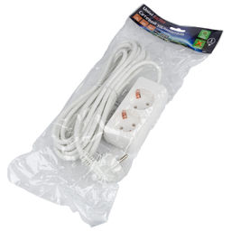 S-GCU2-5 WHITE Удлинитель серии Ultra, шнур 5м., 2 гнезда, 16A, с/з. Белый. TM Uniel