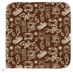 Салфетка хозяйственная 50х50см Эспрессо, вид 1, вафельное полотно, декоративная окантовка, хлопок 100%, плотность 165г/м2, без упаковки, Домашняя мода (Россия)  фото 2