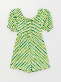 U Yaka Desenli K?sa Kollu K?z ?ocuk Tulum