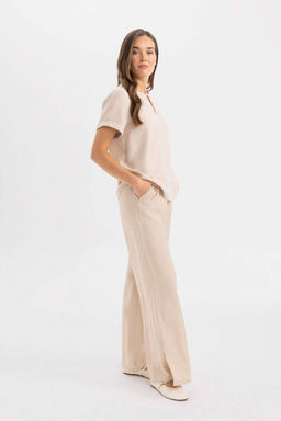 Широкие брюки из льна с широкими штанинами - Defacto фото 3