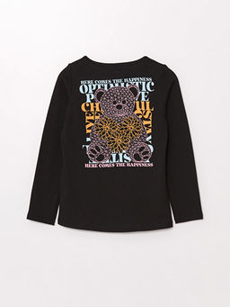 Bisiklet Yaka Ay? Teddy Bask?l? K?z ?ocuk Ti??rt