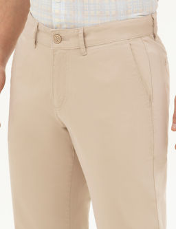 Bej Regular Fit Basic Kanvas Pantolon