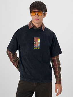 Футболка мужская черная с обработкой эйсид - Mark formelle фото 8