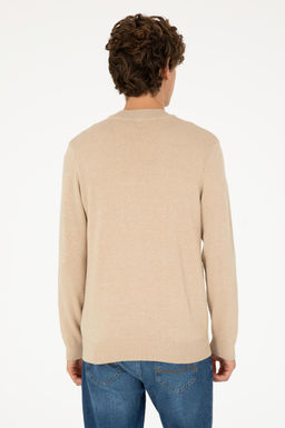 Мужской базовый трикотажный кардиган песочного меланжа - U.s. polo assn фото 5