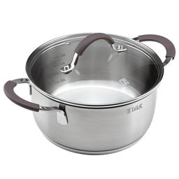 Кастрюля из нержавеющей стали Lira 2,8л, д20см, h10см, s0,5мм, дно д18см, s4мм, стеклянная жаропрочная крышка, стальной обод, пароотвод, силиконовые вставки коричневого цвета, капсулированное дно, полировка внешняя - матовая, внутренняя - матовая, - Домашняя мода фото 2