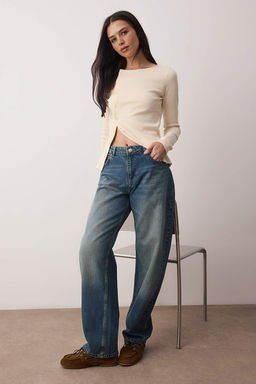 TRENDYOLMILLA Antrasit Premium Dusuk Bel Skater Baggy Jeans TWOSS25JE00173  фото 11