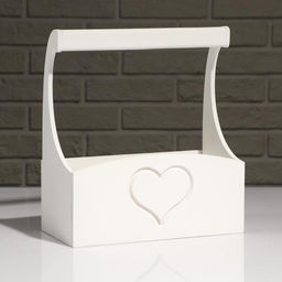 Кашпо деревянное Symmetric Heart, с ручкой, белый, 2512,510(28) см - Simaland фото 2