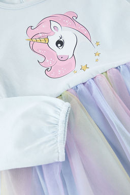 Bebe Mavisi K?z Cocuk Tutu Etekli Desenli Orme Elbise TKDAW25EL00030 - Trendyolmilla фото 6